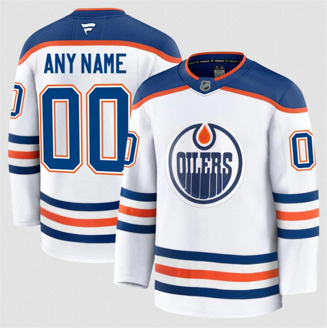 Men's White Edmonton Oilers Active Player Custom 2024-25 Away Stitched Hockey Jersey